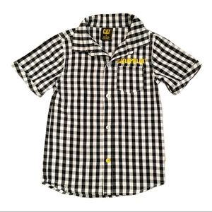 CAT Black & White Button Down Short Sleeve Shirt